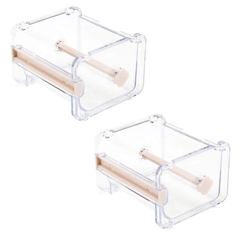 HomDSim 2pcs HomDSim Washi Tape Dispenser Cutter,Roll Tape Holder Organizer,Masking Tape Desktop Tape DIY Sticker Roll Tape Cutter Holder Storage,Washi Tape Box Beige - Image 1